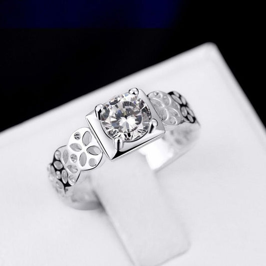 925 Sterling Silver Hollow Leaf Elegant Ring