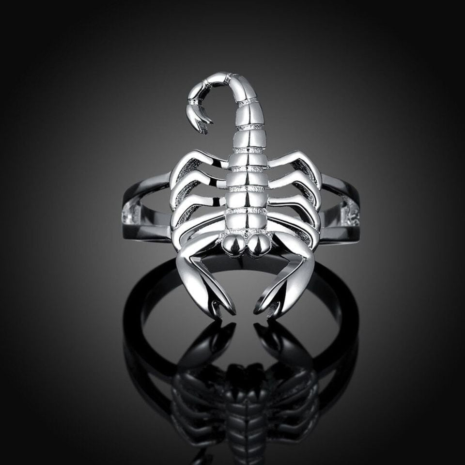 925 Sterling Silver Retro Hollow Scorpion Ring