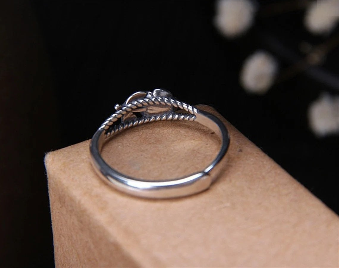 Vintage Silver Rose Flower Cocktail Ring