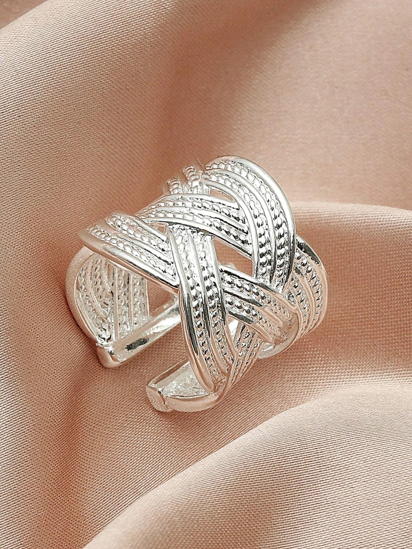 925 Sterling Silver Net Weave Open Reticulated Ring