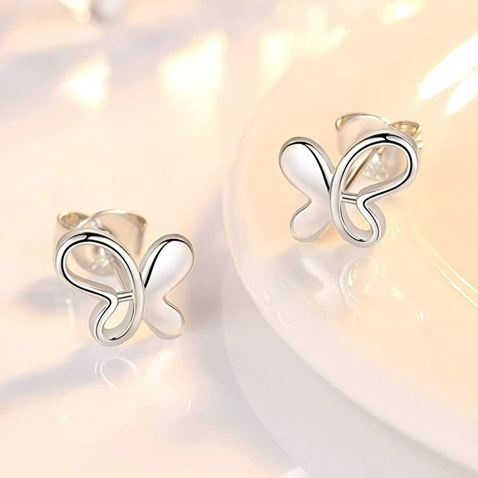 925 Sterling Silver Butterfly Stud Earrings