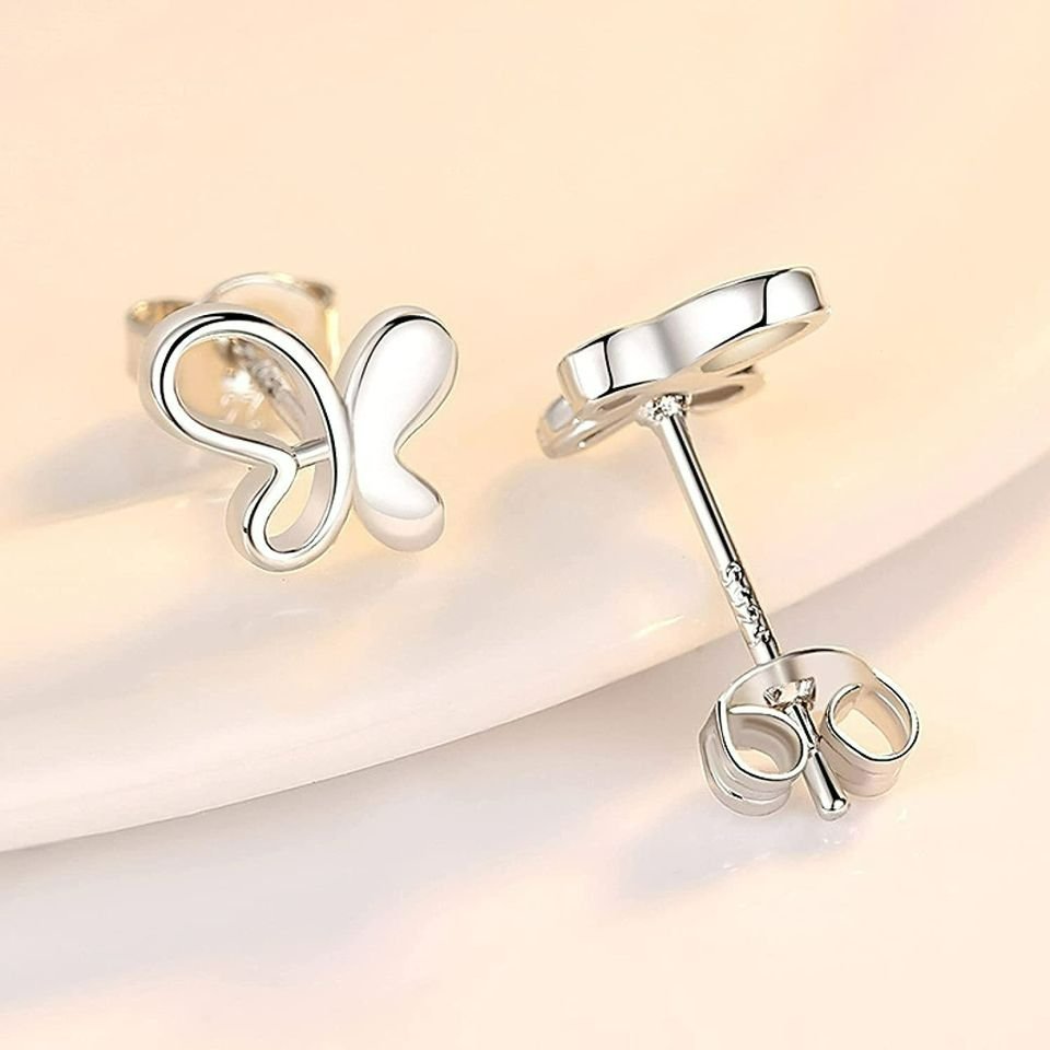 925 Sterling Silver Butterfly Stud Earrings