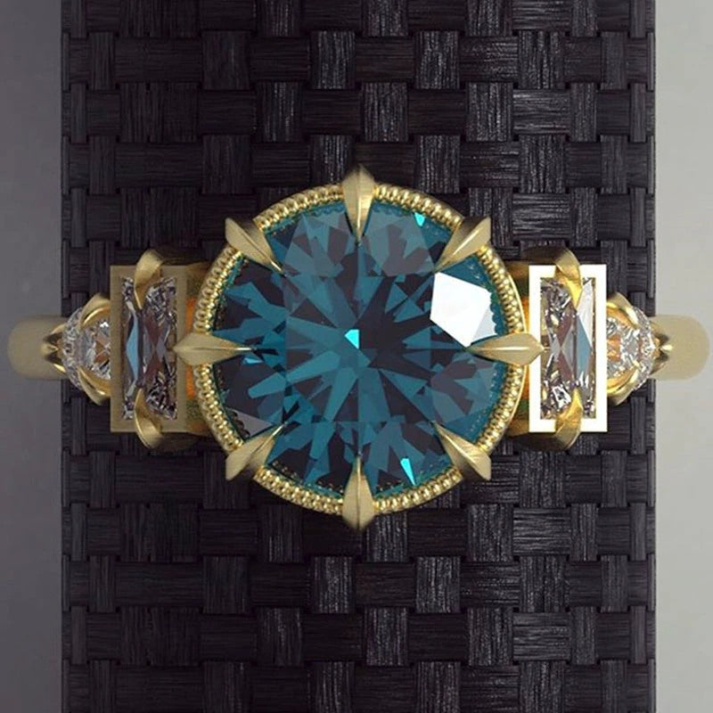 Creative Eight claw Blue Topaz Modern Gold Ring