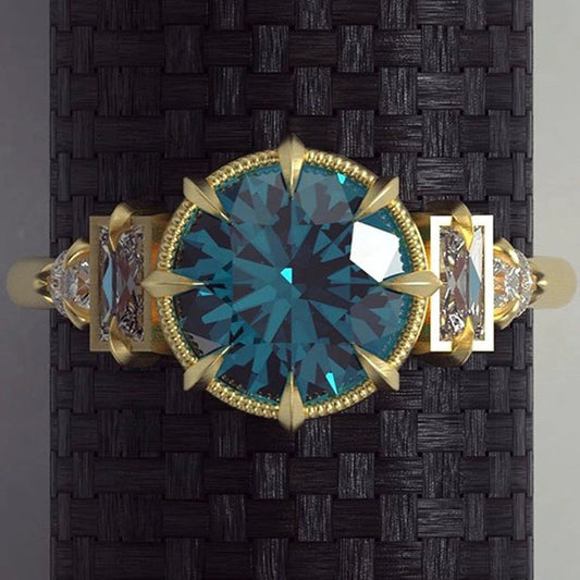 Creative Eight claw Blue Topaz Modern Gold Ring