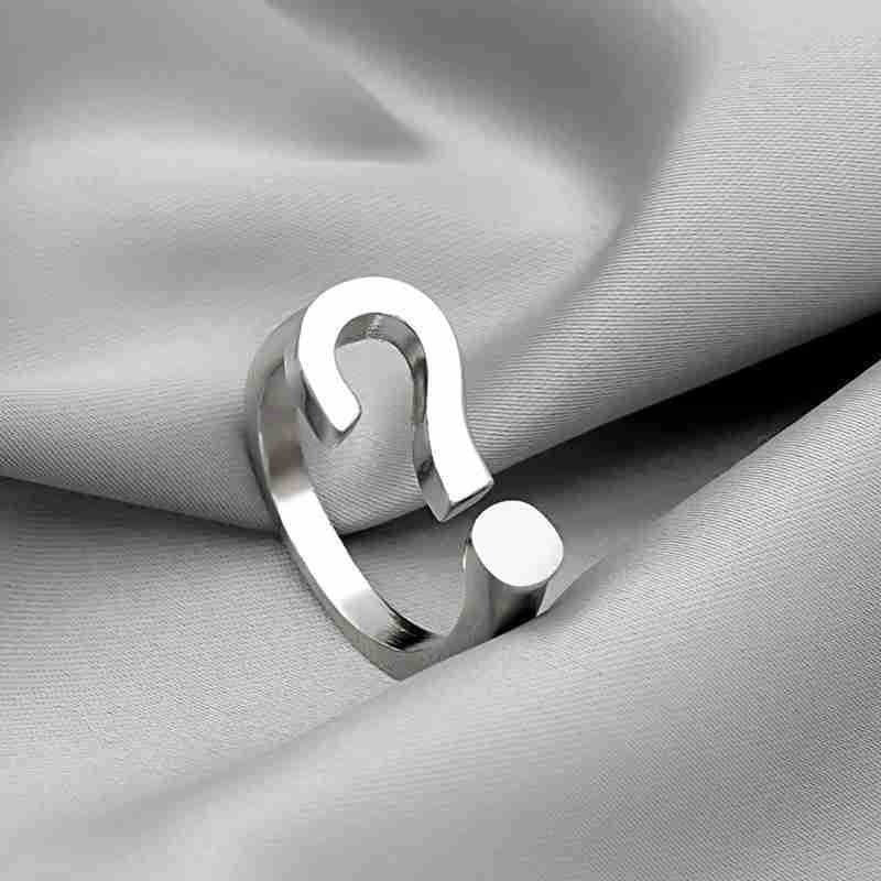 Sterling Silver Unique Question Mark Open Ring