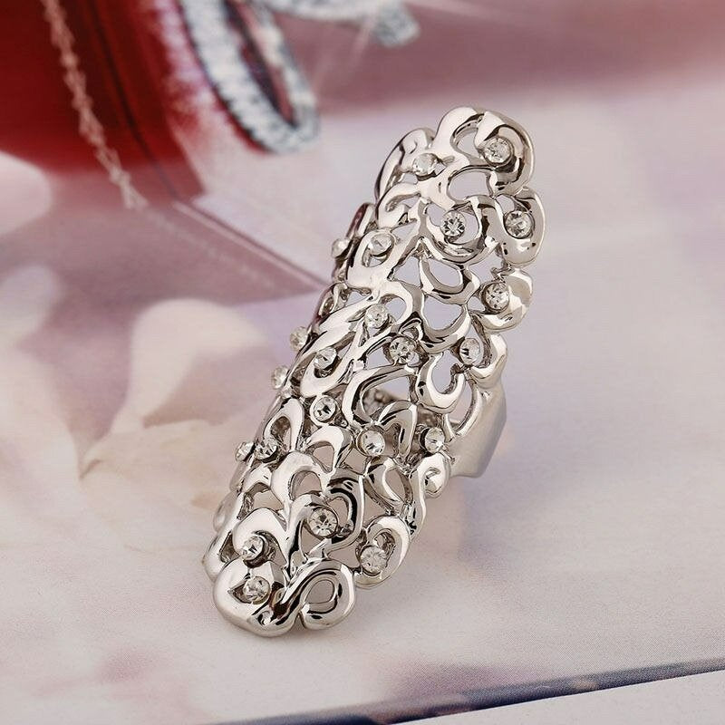 Huge 5.5cm Hollow Out Retro Silver Ring