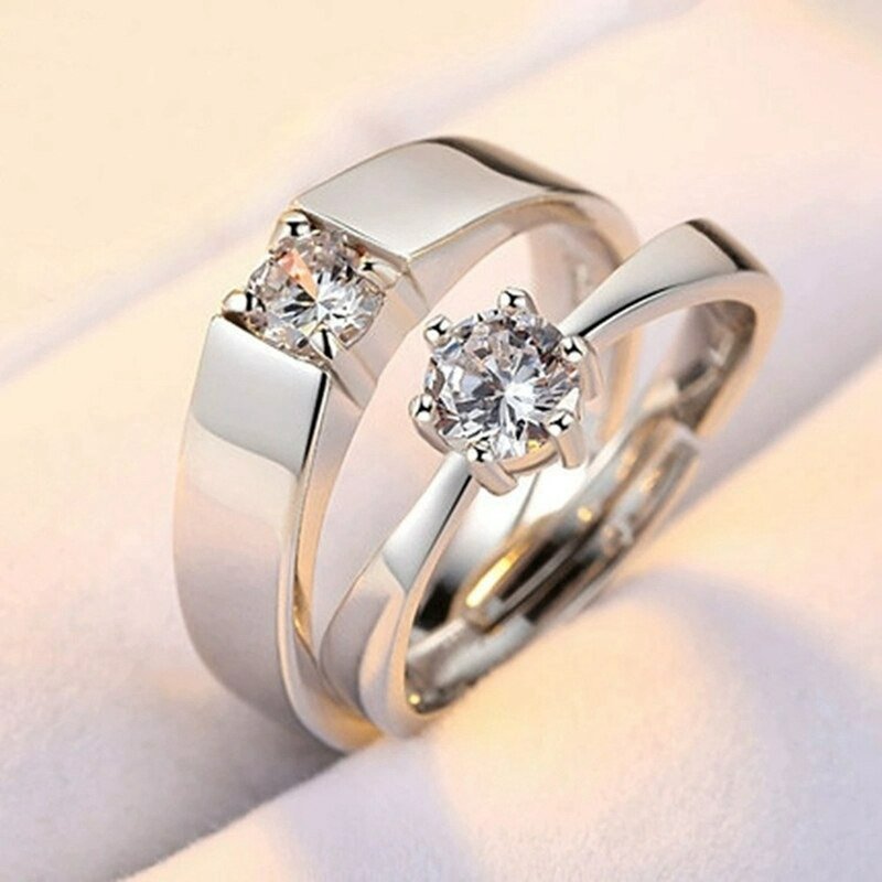 2pcs Sterling Silver Matching Open Couple Rings