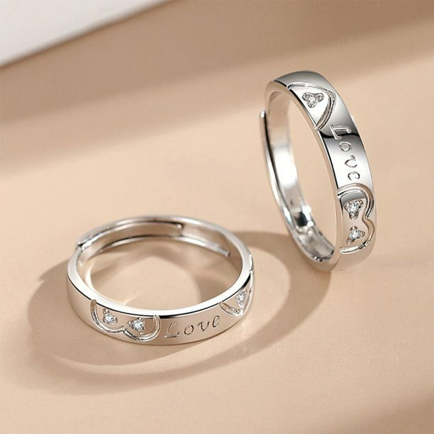 2pcs Sterling Silver Love Matching Open Couple Rings