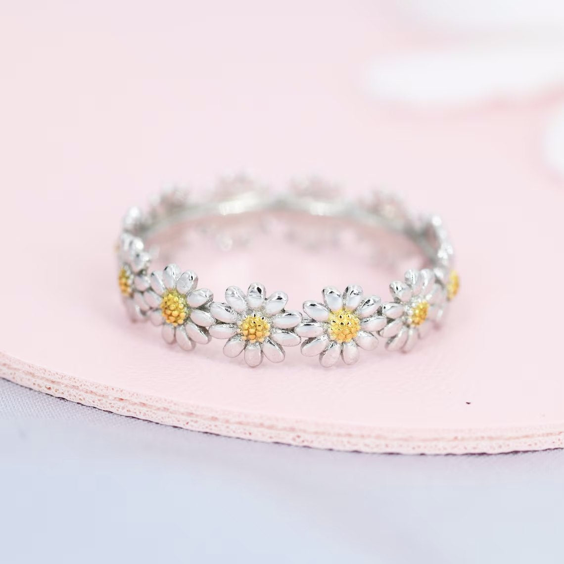 Dainty Flower Daisy Open Silver Ring