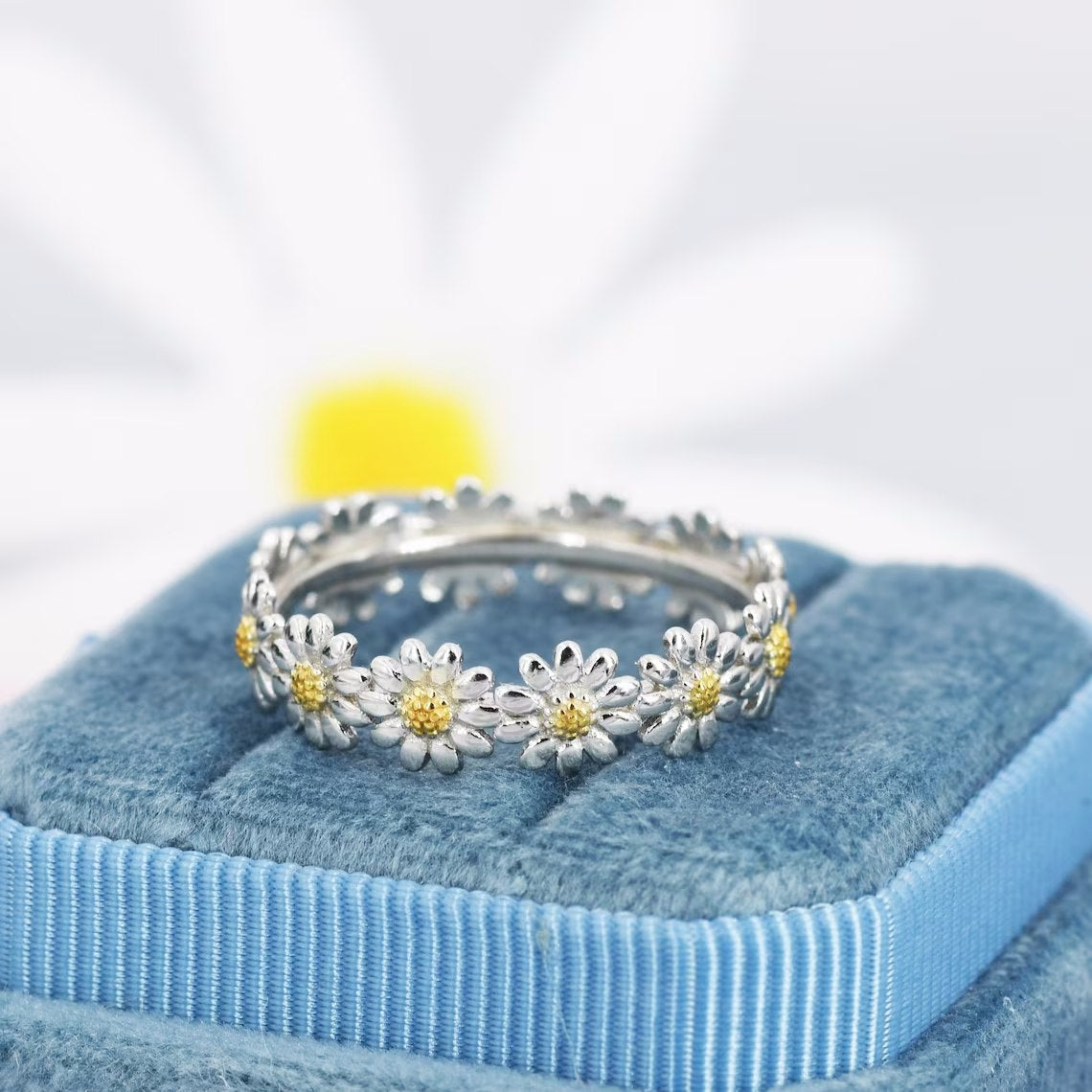 Dainty Flower Daisy Open Silver Ring