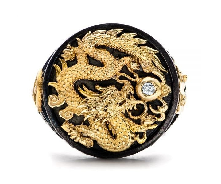 Men's Gold "The Rising Dragon" Capitan Collection Ring