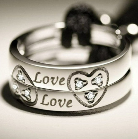 2pcs Sterling Silver Love Matching Open Couple Rings