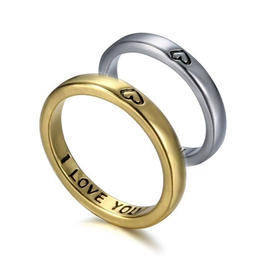 2pcs "I Love You" Heart Matching Couple Rings