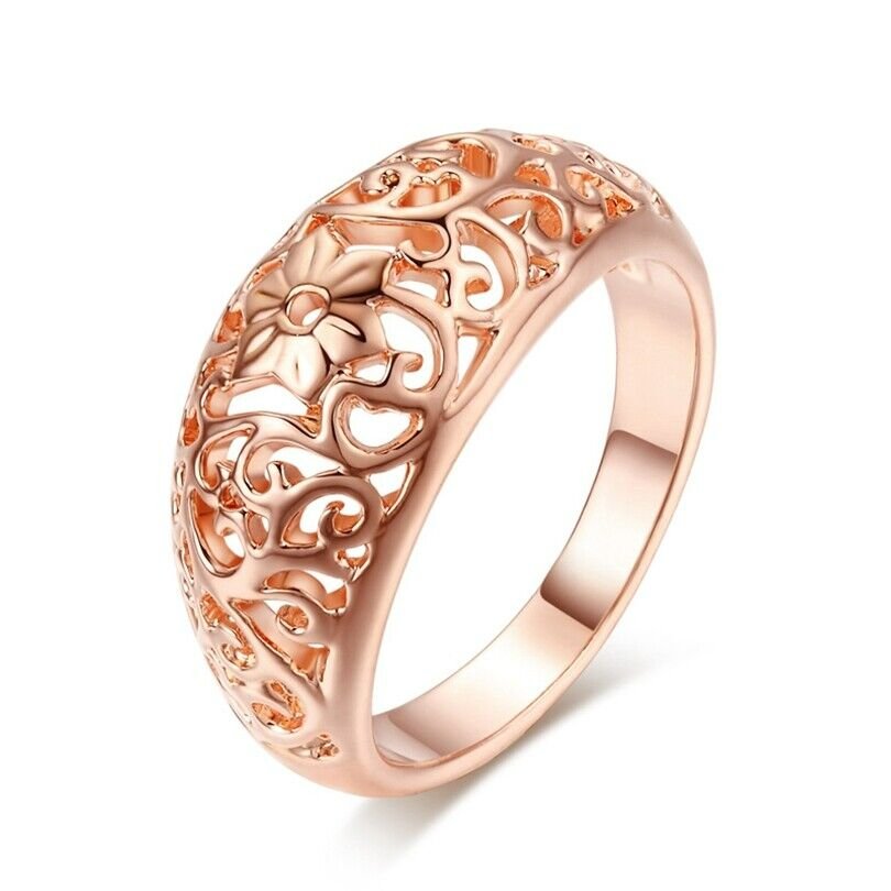 Hollow Flower Rose Gold Floral Ring