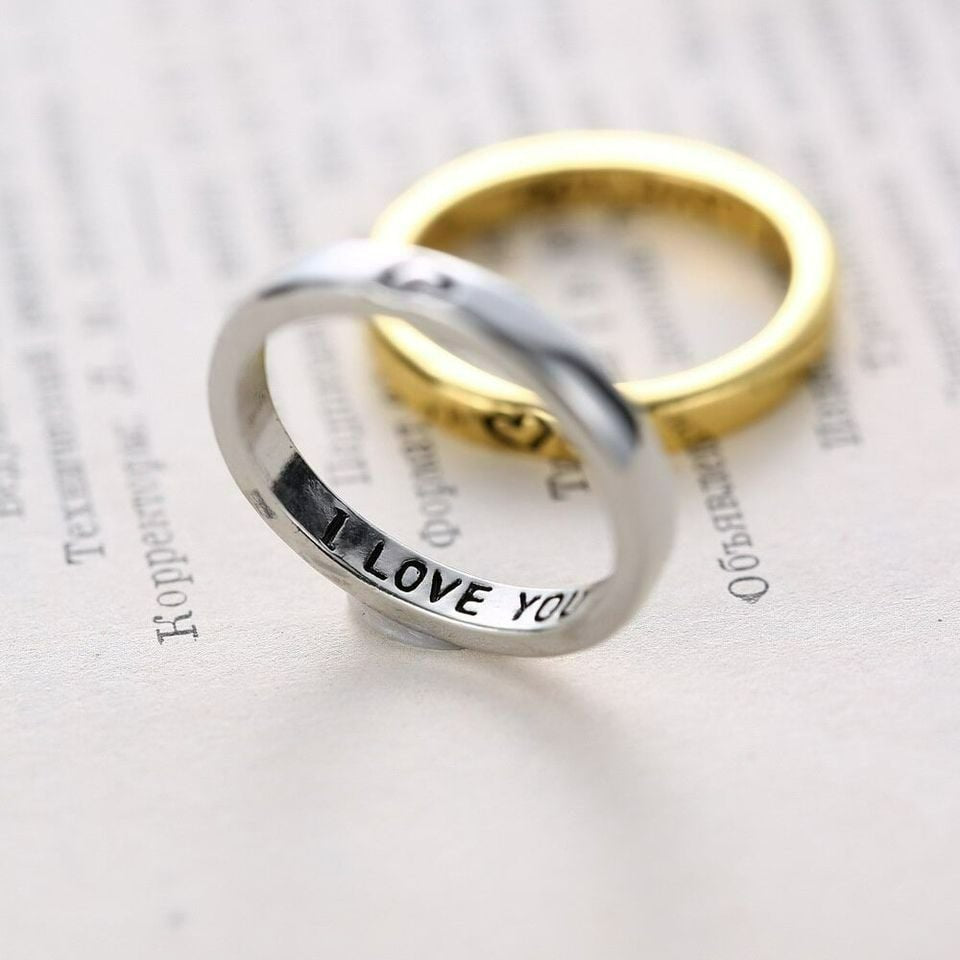 2pcs "I Love You" Heart Matching Couple Rings