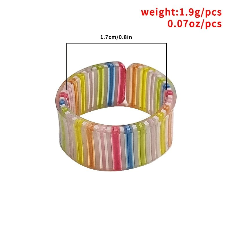 Colorful Blue Acrylic Stripes Open Transparent Ring