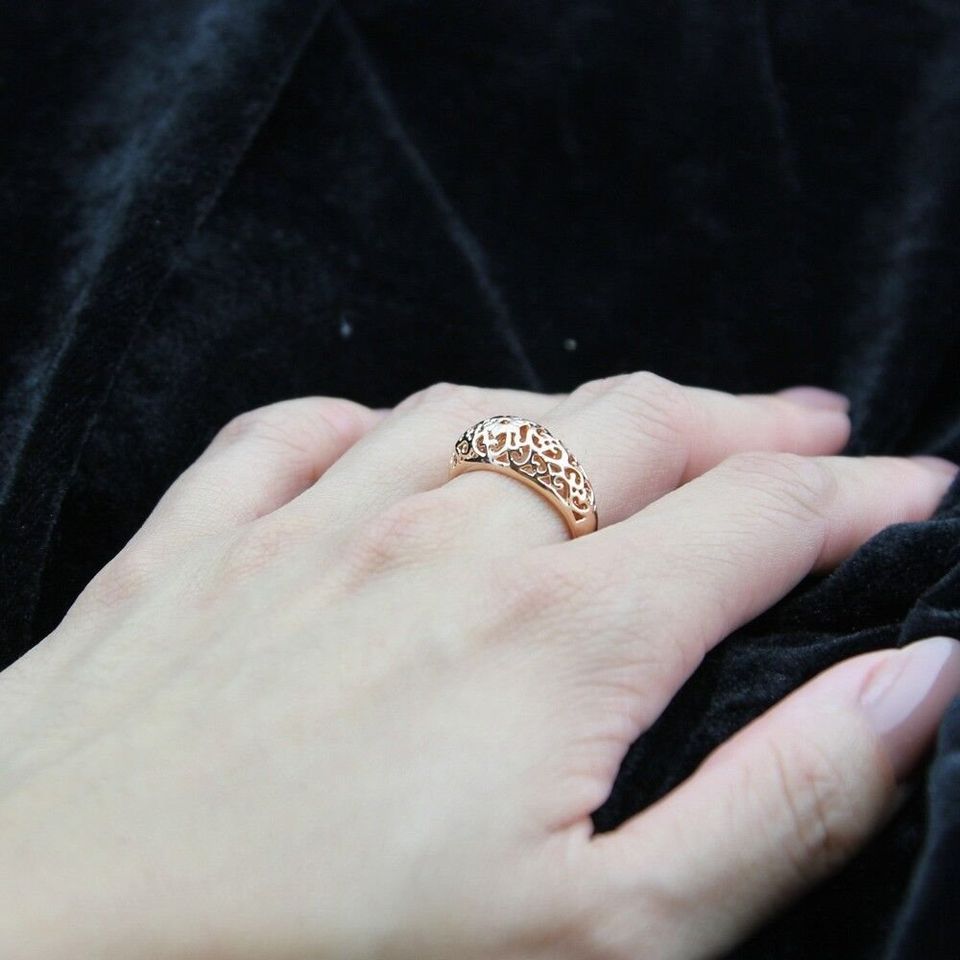 Hollow Flower Rose Gold Floral Ring