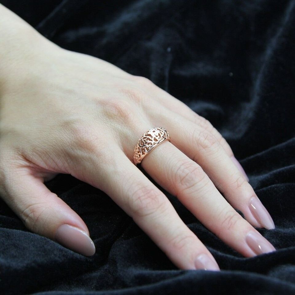 Hollow Flower Rose Gold Floral Ring