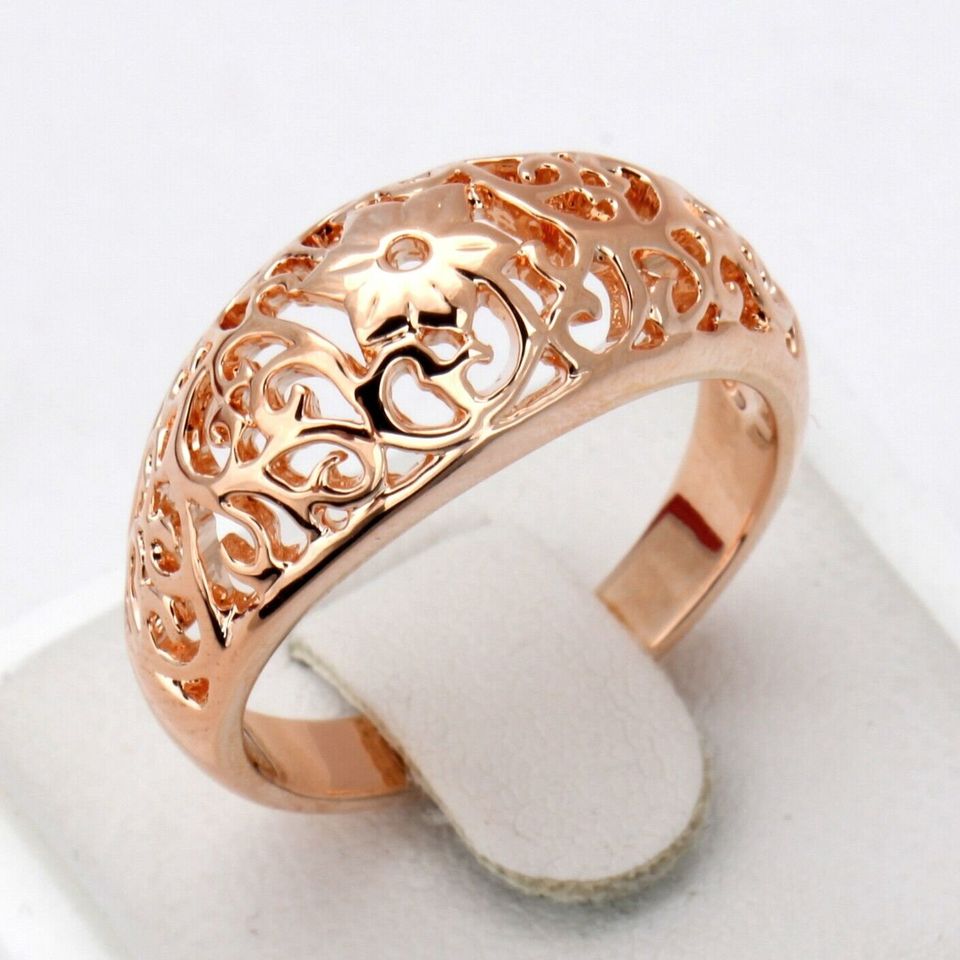 Hollow Flower Rose Gold Floral Ring