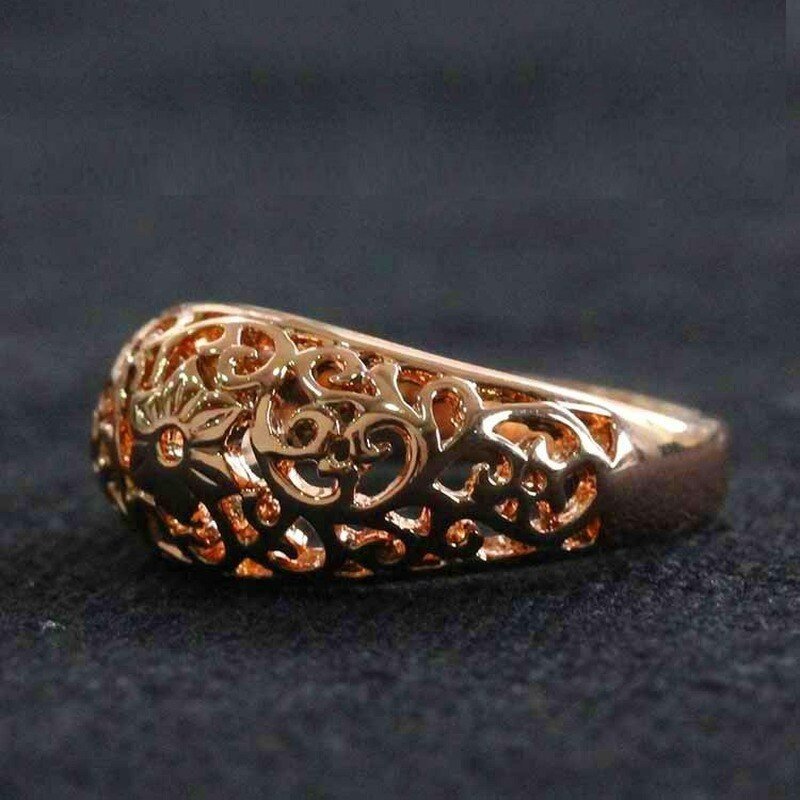 Hollow Flower Rose Gold Floral Ring