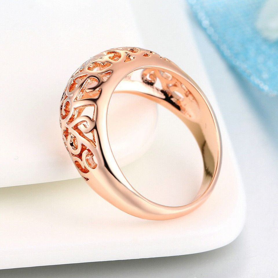 Hollow Flower Rose Gold Floral Ring