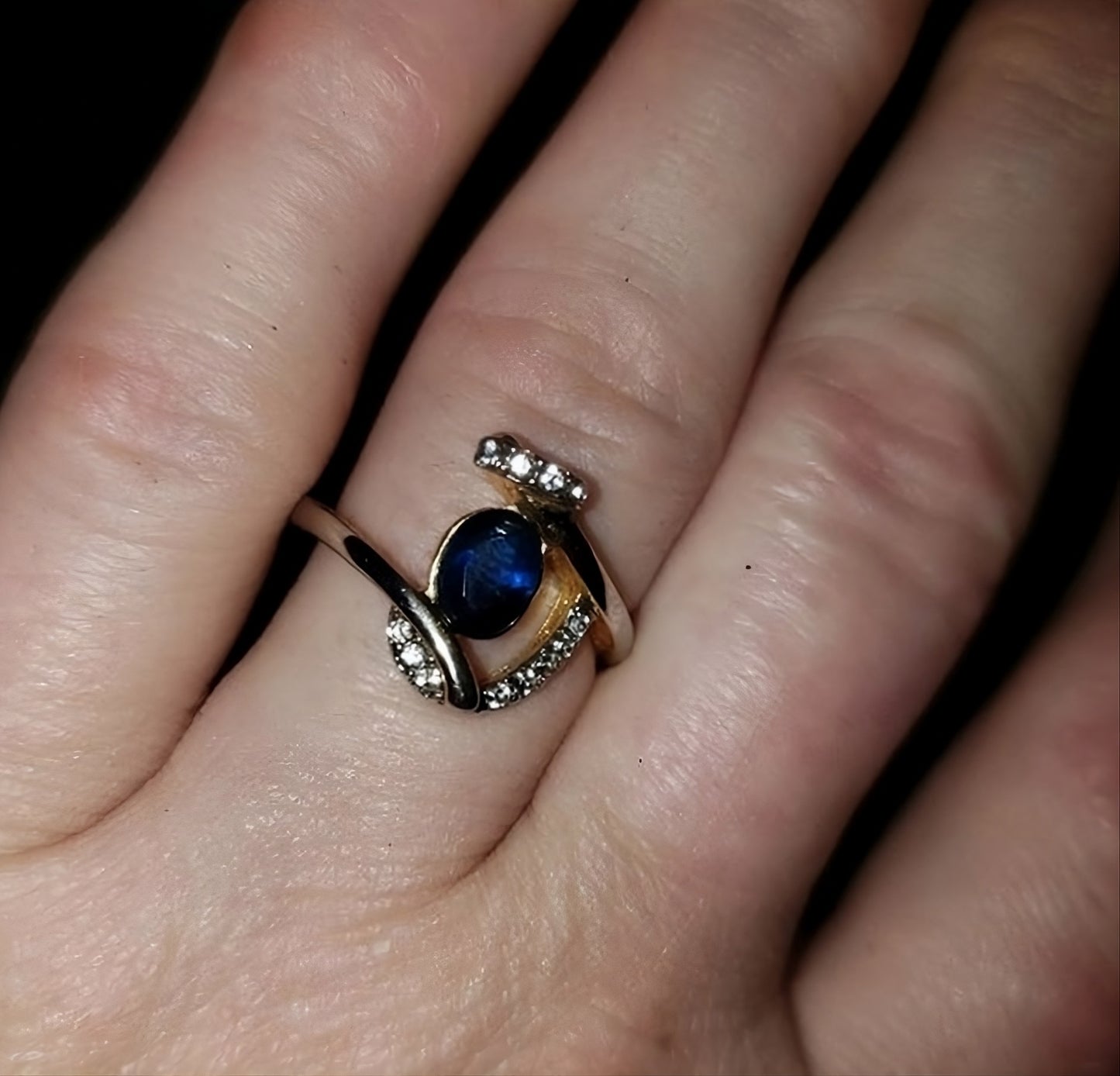 Elegant Blue & White Topaz Two-Tone Ring
