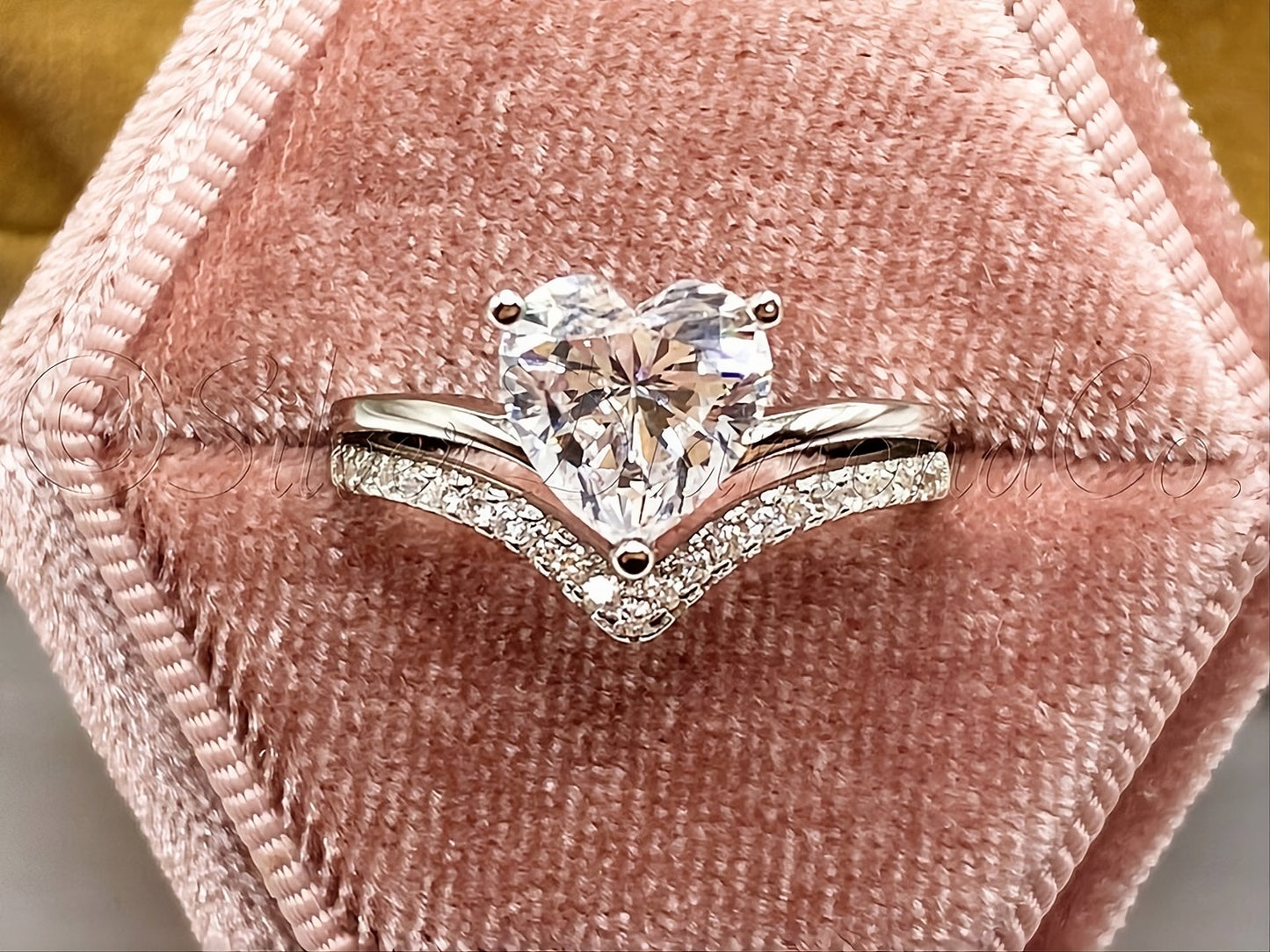 Silver CZ Cubic Zirconia Heart Ring for Women – Crystal Statement Ring