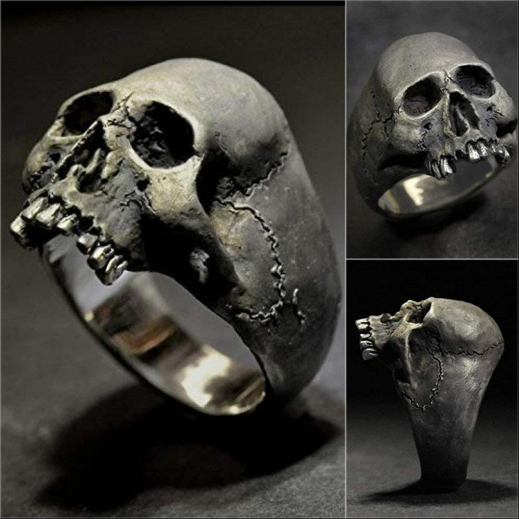 Men's Vintage Skull Goth Silver Retro Ring