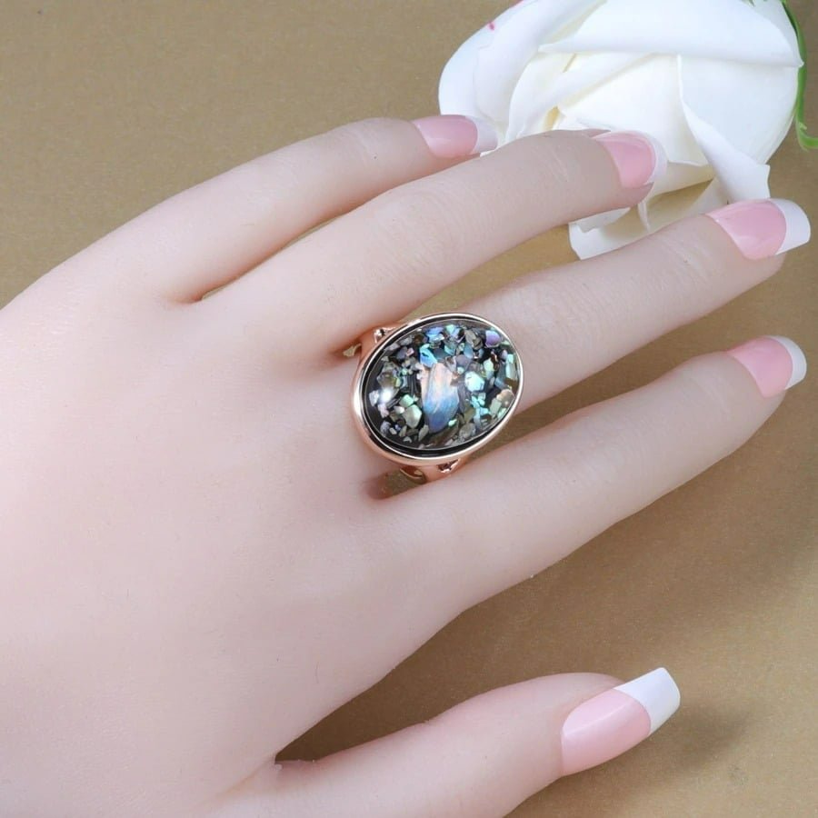 Big 28mm Colorful Shells Mosaic Artificial Coral Gold Ring