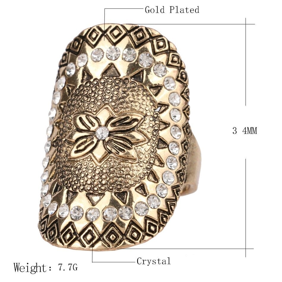 Antique Crystal Indian Statement Vintage Big Ring
