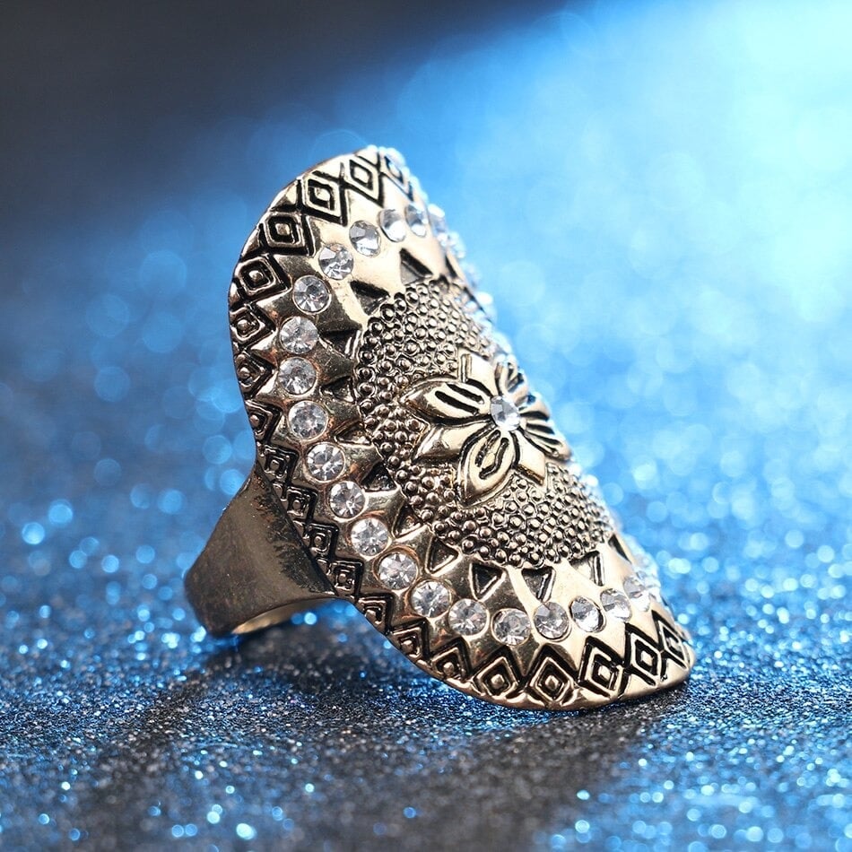 Antique Crystal Indian Statement Vintage Big Ring