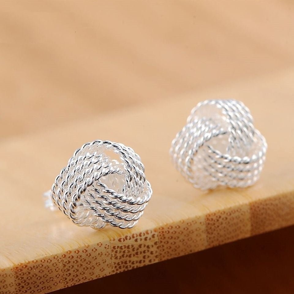 925 Sterling Silver Tennis Bud Stud Earrings