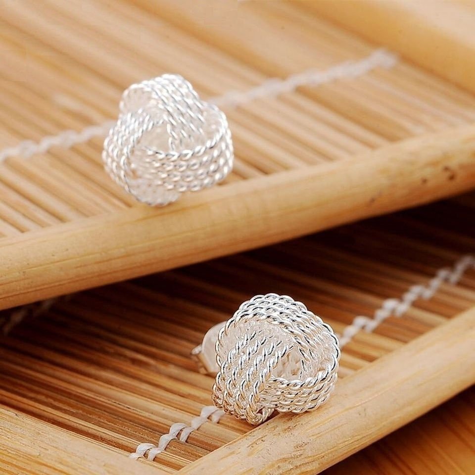 925 Sterling Silver Tennis Bud Stud Earrings