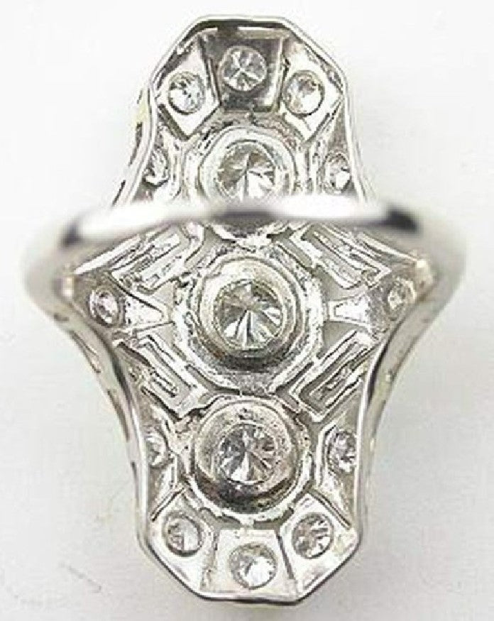 Vintage European Cut Art Deco Antique Silver Ring