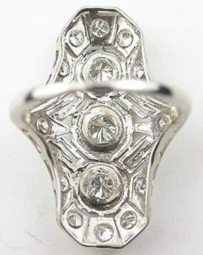 Vintage 925 Sterling Silver European Cut Art Deco Ring