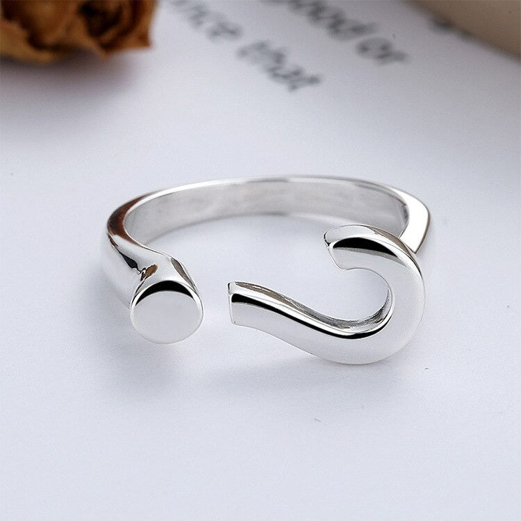 Sterling Silver Unique Question Mark Open Ring