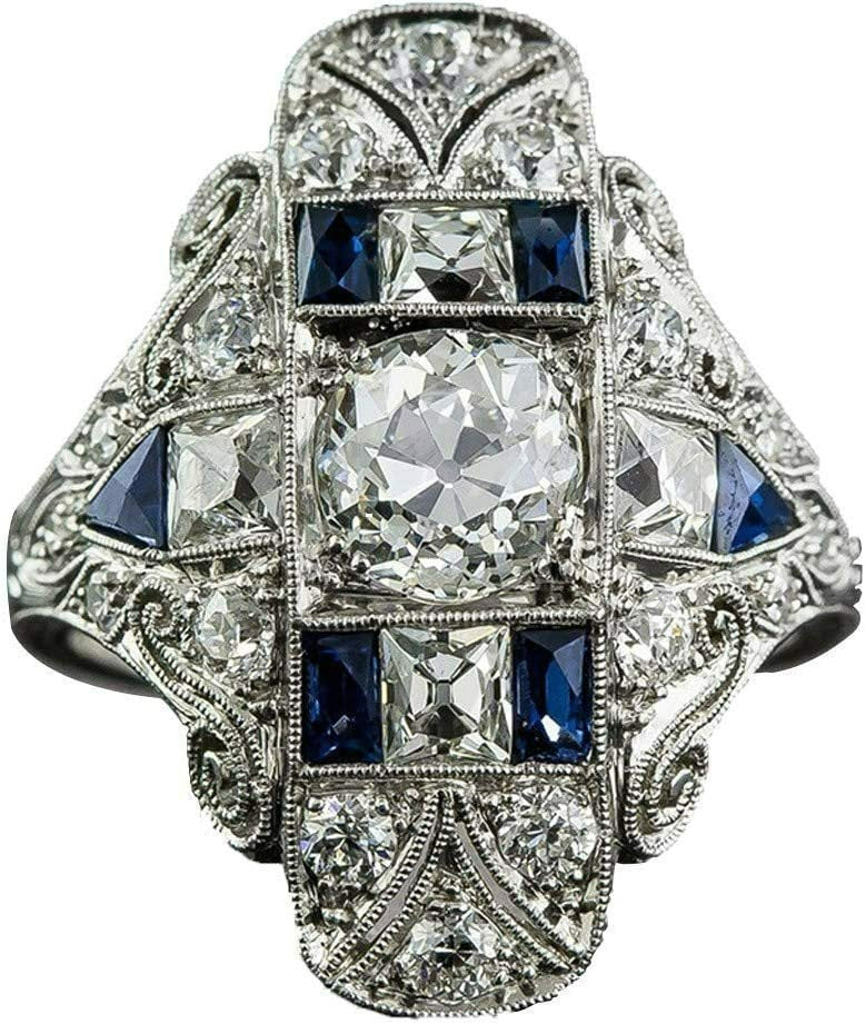 Vintage Sterling Silver Blue Sapphire Antique Art Deco Ring