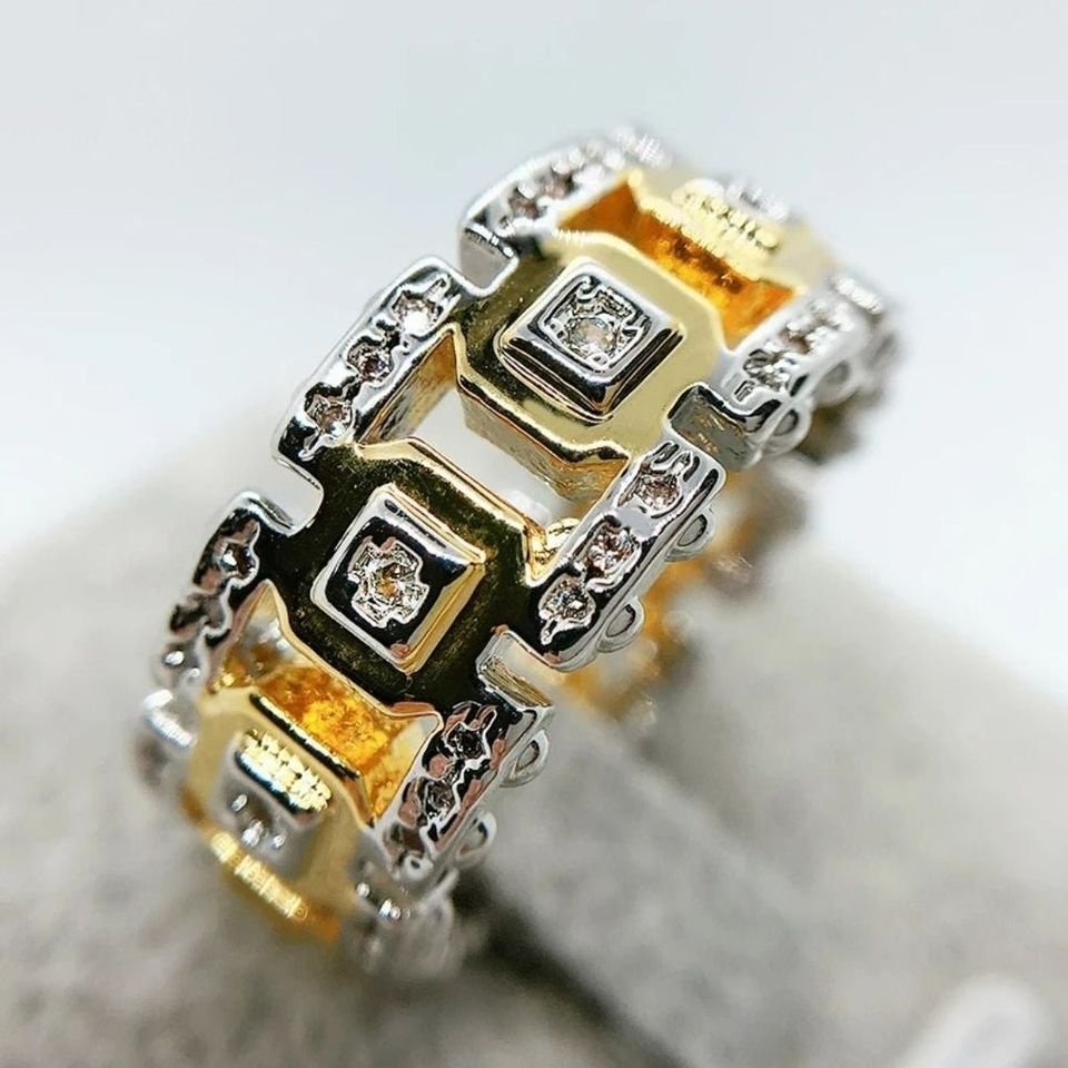 Men's Mechanical Hollow Two Tone Technology Ring