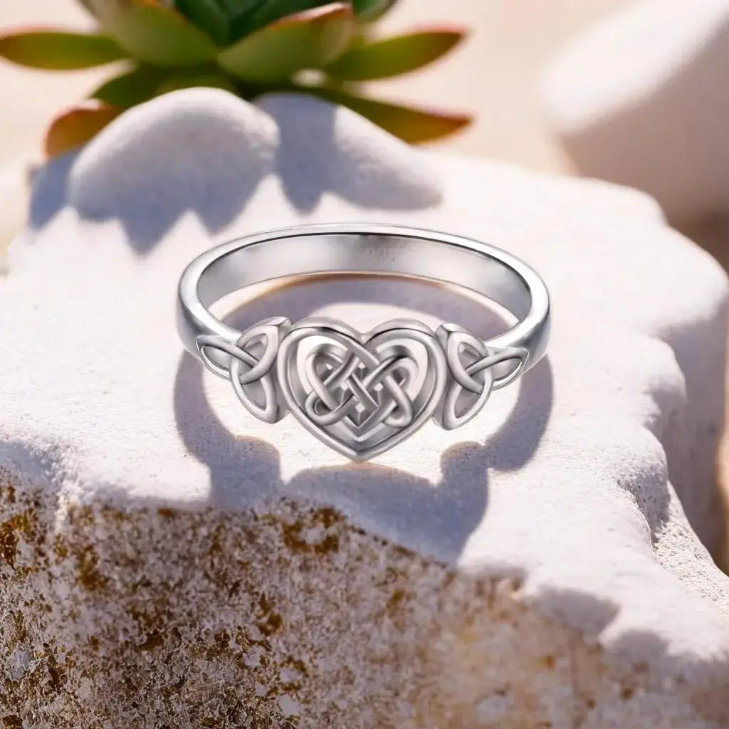 Classic Silver Celtic Knot Heart Ring