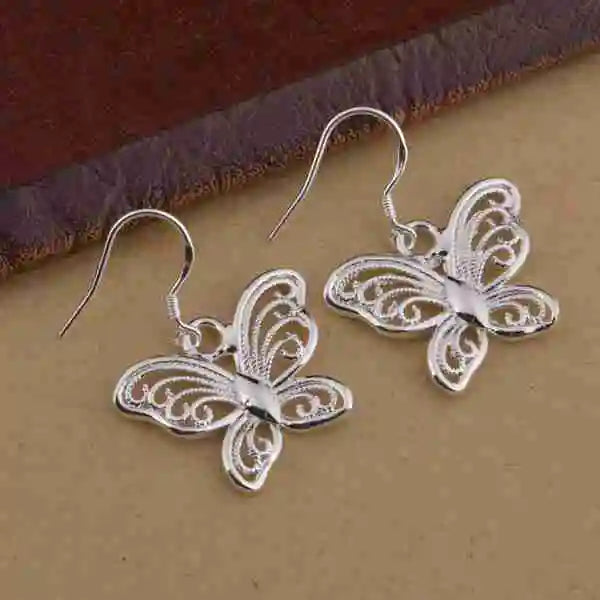 Silver Butterfly Nickel Free Antiallergic Stud Earrings