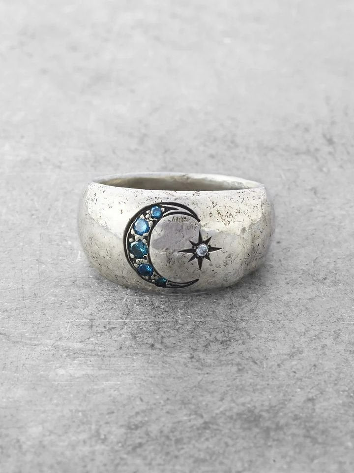 Bohemian Vintage Sun Moon Silver Retro Ring