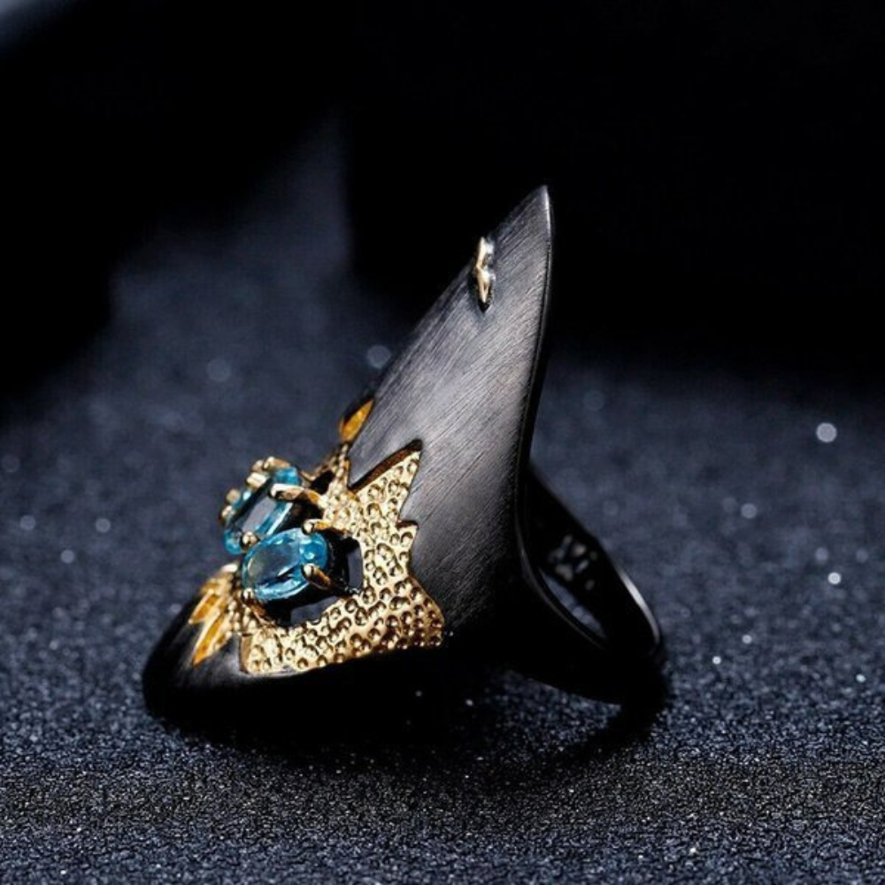 Artisan 925 Sterling Silver Blue Topaz Statement Ring