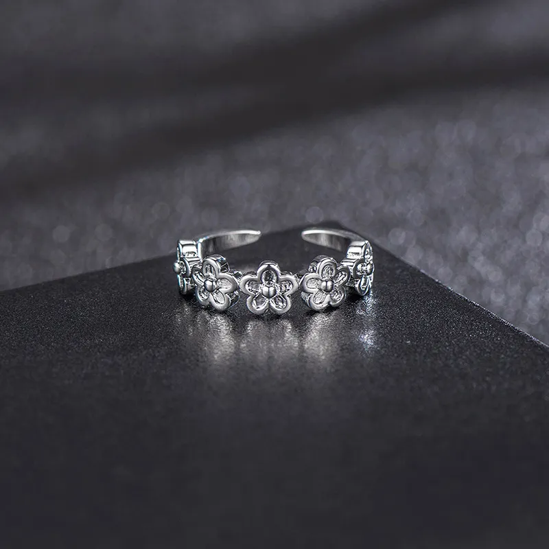 925 Sterling Silver Multi Daisy Open Flower Ring