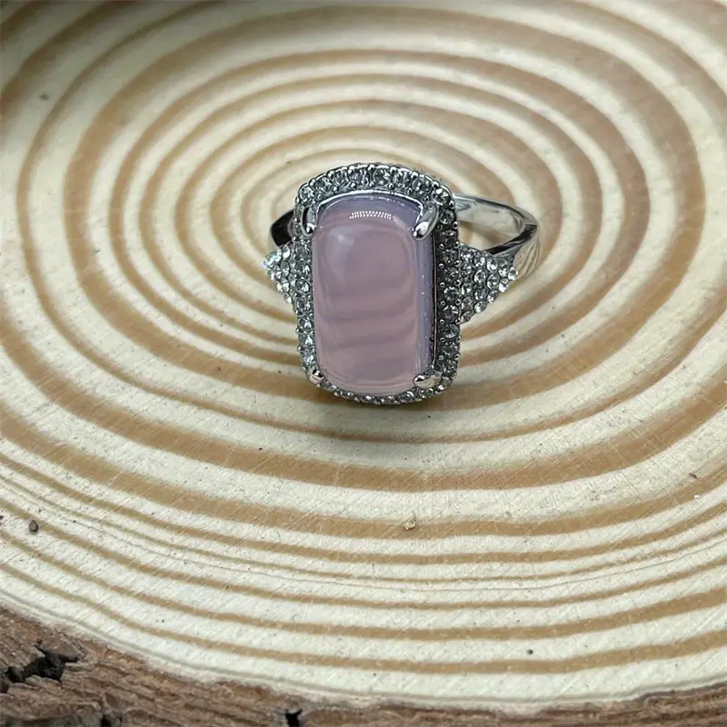 Large Taro Purple Gemstone Elegant Silver Ring