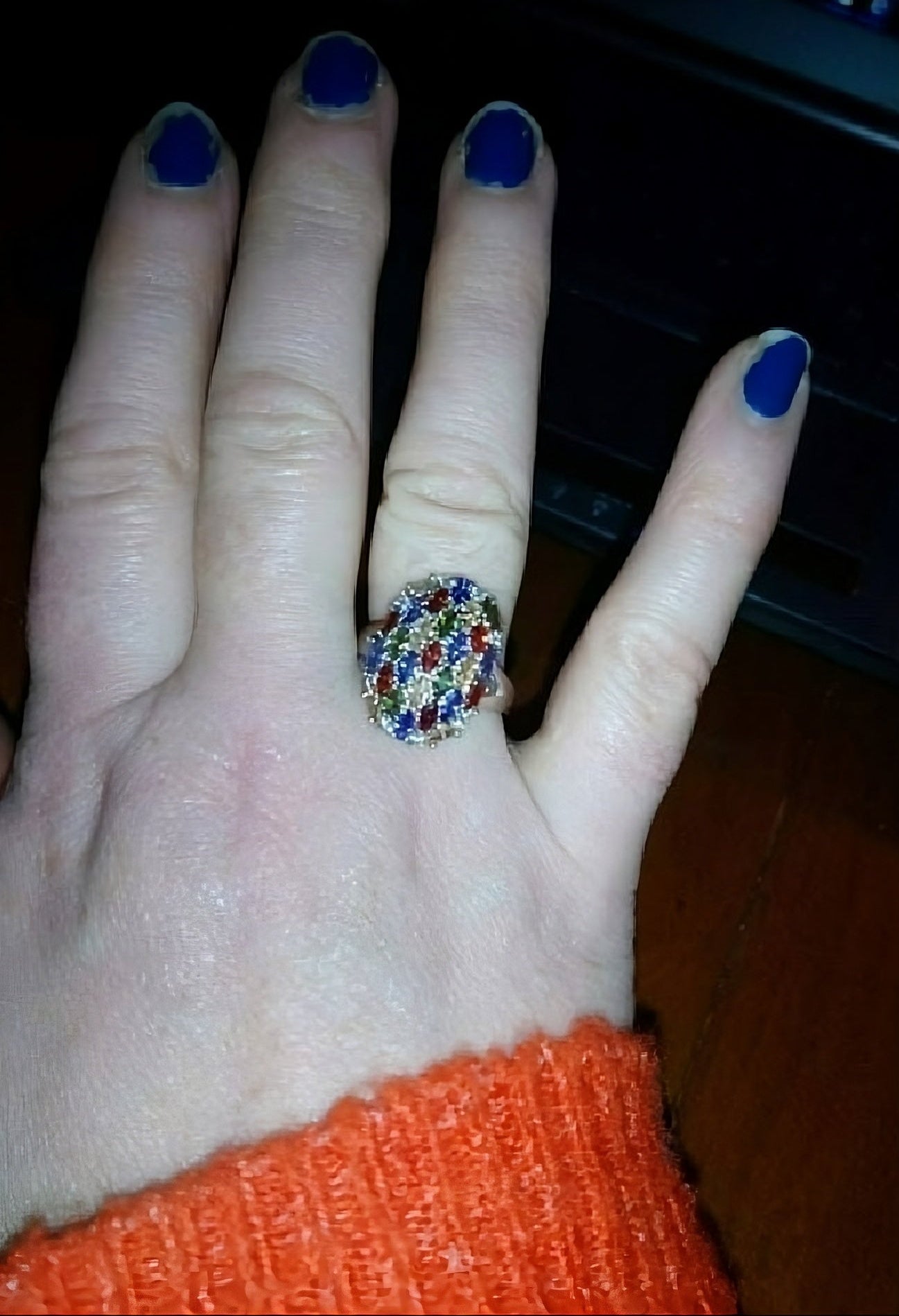 925 Sterling Silver Colorful Multi-color Garnet Topaz Ring