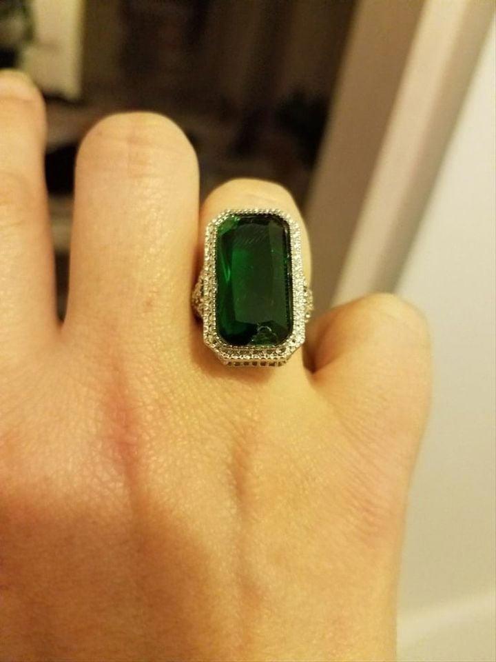 Vintage Emerald Green Cut Retro Hollow Antique Celtic Silver Ring