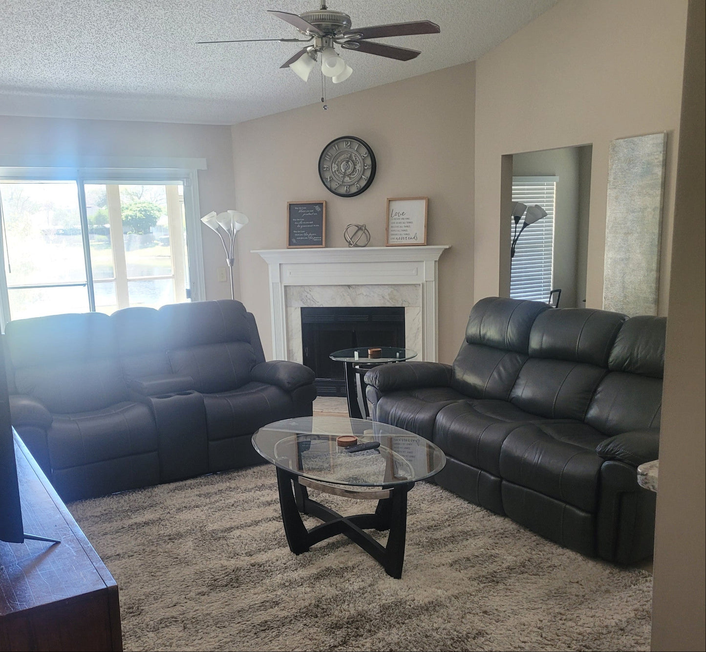 Leather Power Reclining Sofa & Loveseat Set
