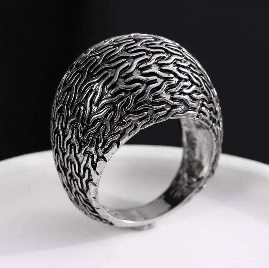 Men's Anillo Hombre Bijoux Flowing Water Silver Retro Ring