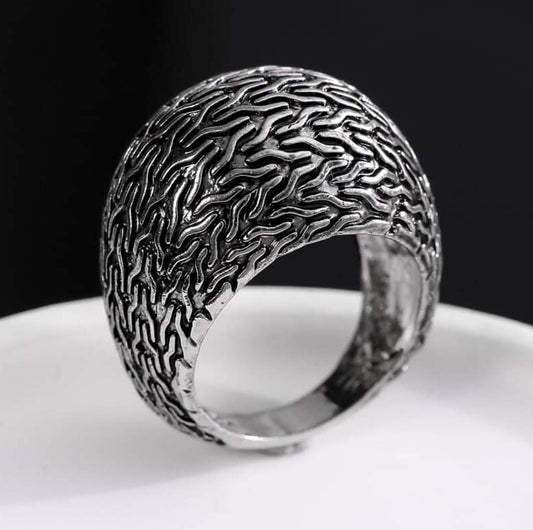 Men's Anillo Hombre Bijoux Flowing Water Silver Retro Ring