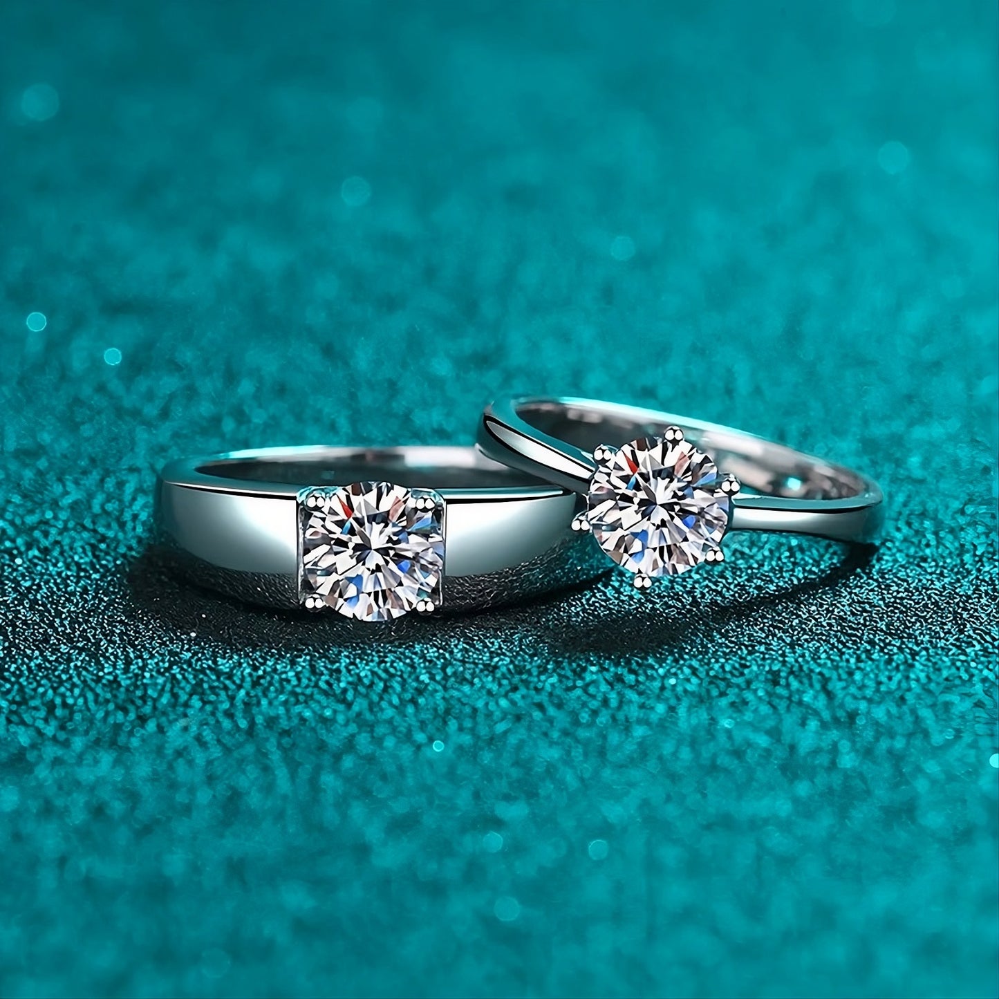 2pcs Sterling Silver Matching Open Couple Rings
